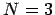 $N=3$