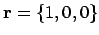 ${\bf r}= \{1,0,0\}$