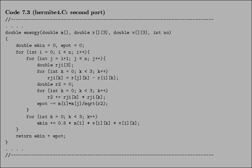 \begin{Code}[hermite4.C: second part]
\small\verbatiminput{chap7/hermite4.C.middle_third} \end{Code}