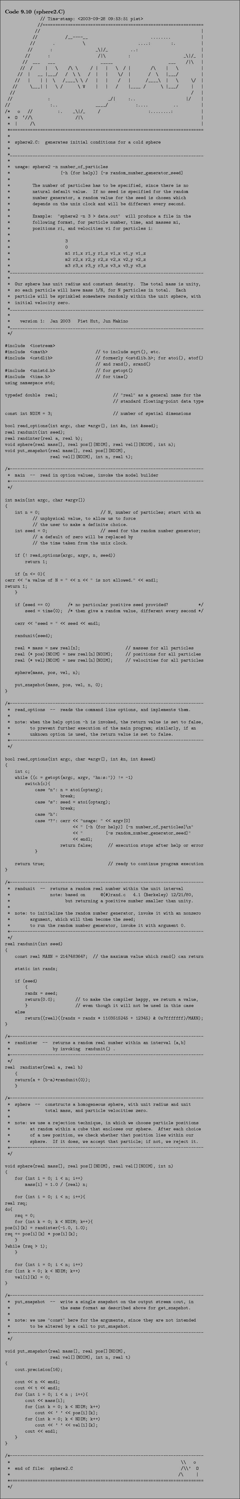 \begin{Code}[sphere2.C]
\small\verbatiminput{chap9/sphere2.C} \end{Code}